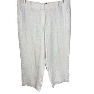 Talbots Nantucket Wide Leg Capri‎ Pants 16P Lilac Linen Crop Resort Quiet Luxury
